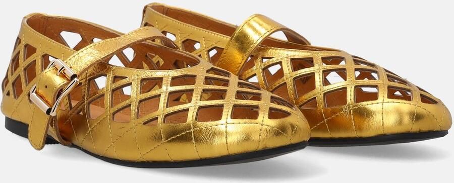 Venezia Gouden leren ballerina's Geperforeerd