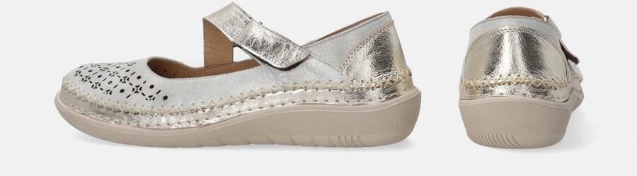 Venezia Gouden Leren Ballerina's Klittenbandsluiting