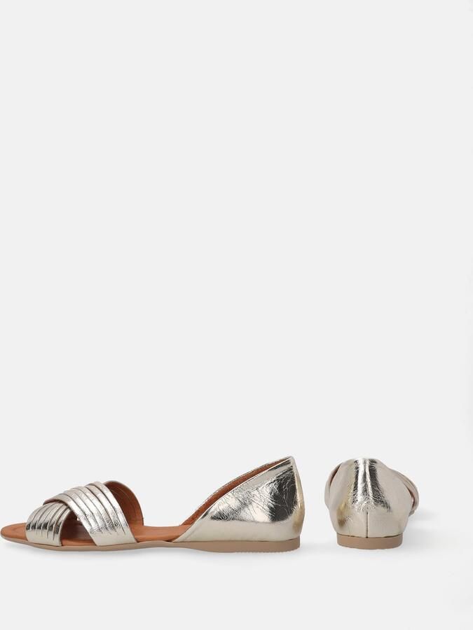 Venezia Gouden leren sandalen gekruiste banden