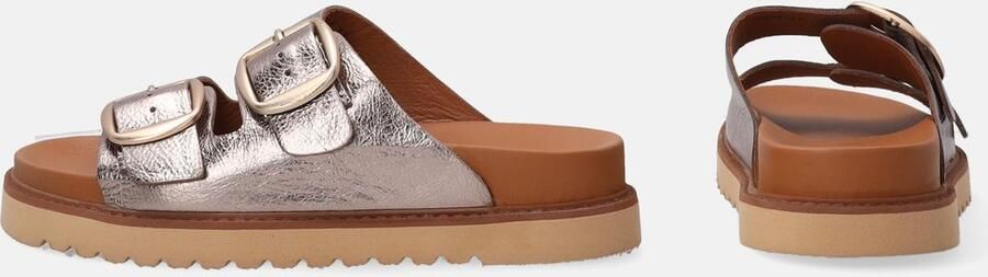 Venezia Gouden leren slippers verstelbare gespen