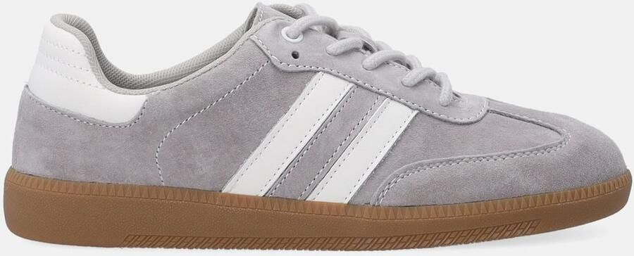 Venezia Dames Retro Sneakers Grijs Suède en Glad Leer
