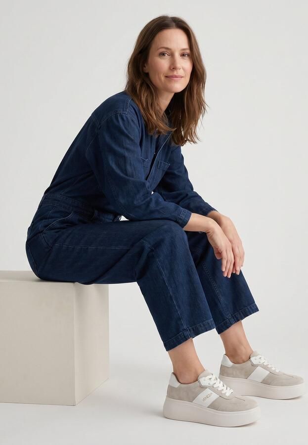 Venezia Grijze Suède Sneakers Plateauzool van