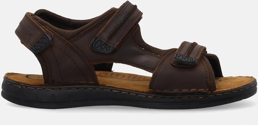 Venezia Heren Bruine Leren Sandalen Klittenband