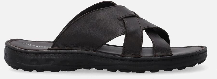 Venezia Heren Leren Slippers Bruin