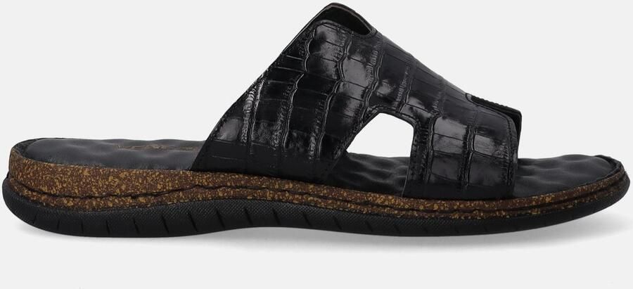 Venezia Heren Leren Slippers Zwart
