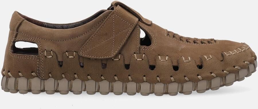 Venezia Heren Nubuck Sandalen Beige Klittenband