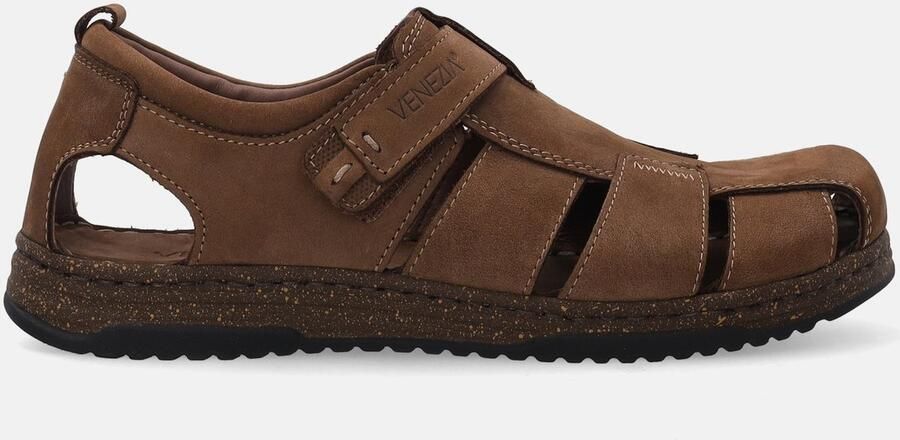 Venezia Heren Nubuck Sandalen Bruin