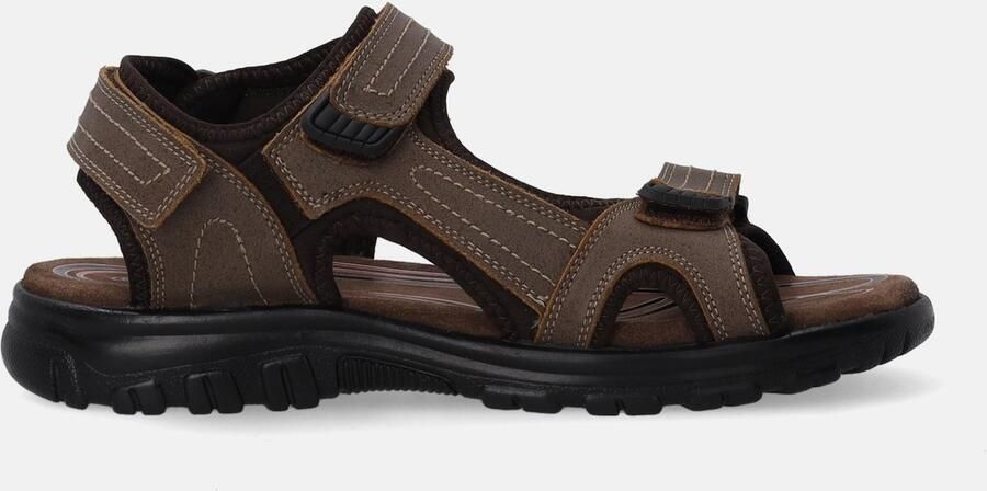 Venezia Heren Nubuck Sandalen Bruin Klittenband