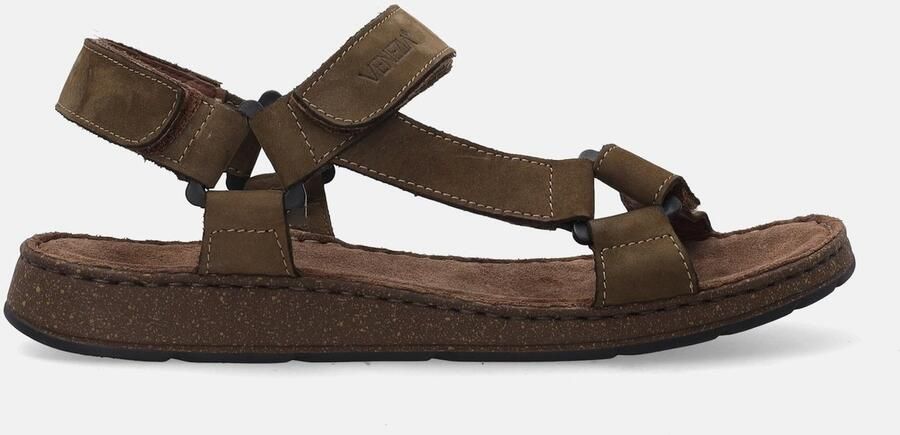 Venezia Heren Nubuck Sandalen Groen Klittenband