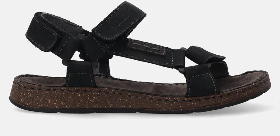 Venezia Heren Nubuck Sandalen Zwart Klittenband