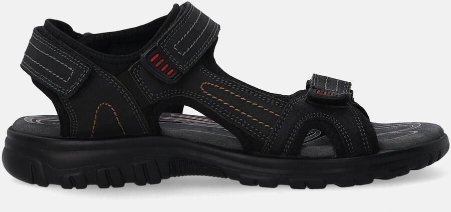 Venezia Heren Nubuck Sandalen Zwart Klittenband