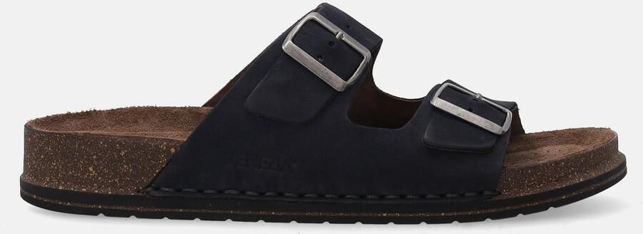 Venezia Heren Nubuck Slippers Blauw met Gespen