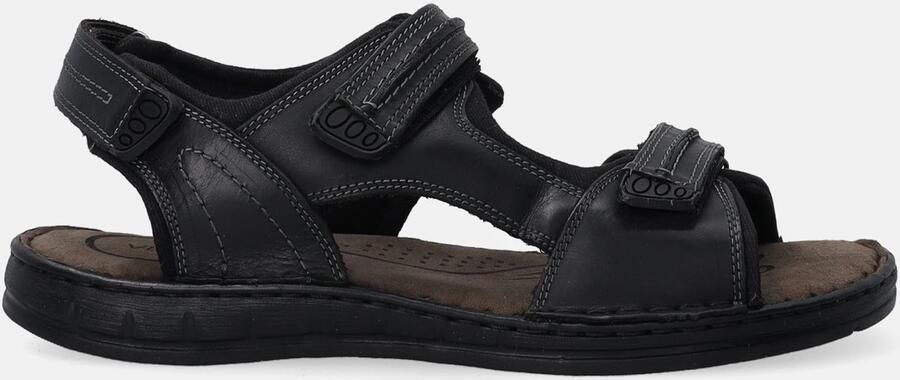 Venezia Heren Sandalen Zwart Leer Klittenband