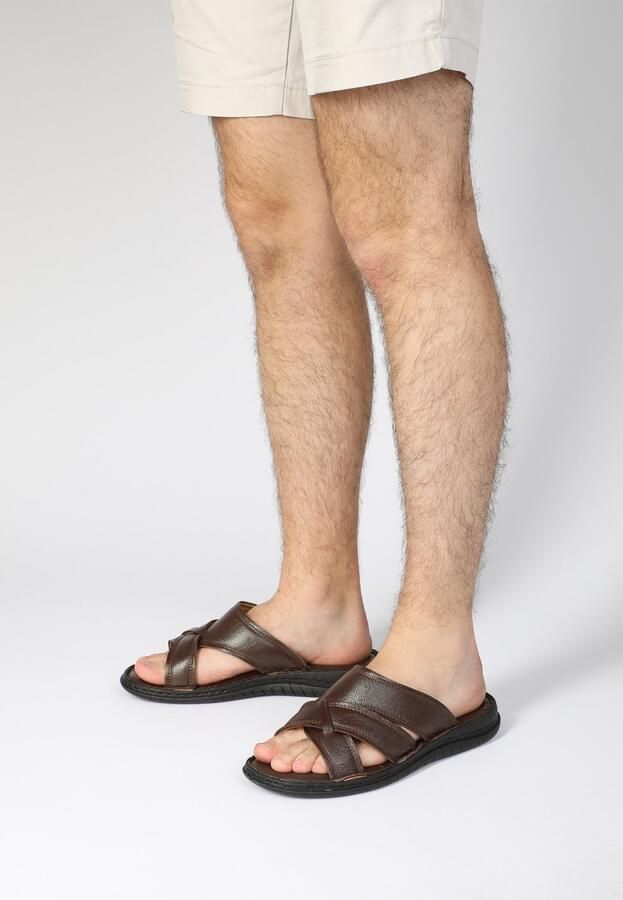 Venezia Heren Slippers Bruin Leer
