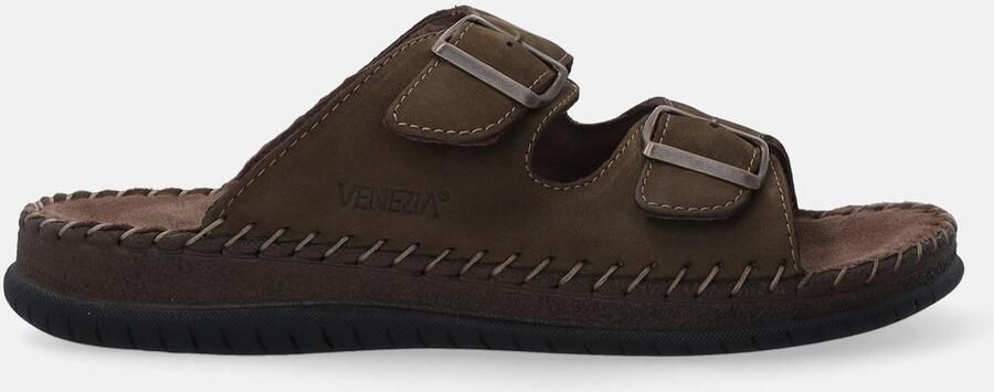 Venezia Heren Slippers Groen Nubuck Leer