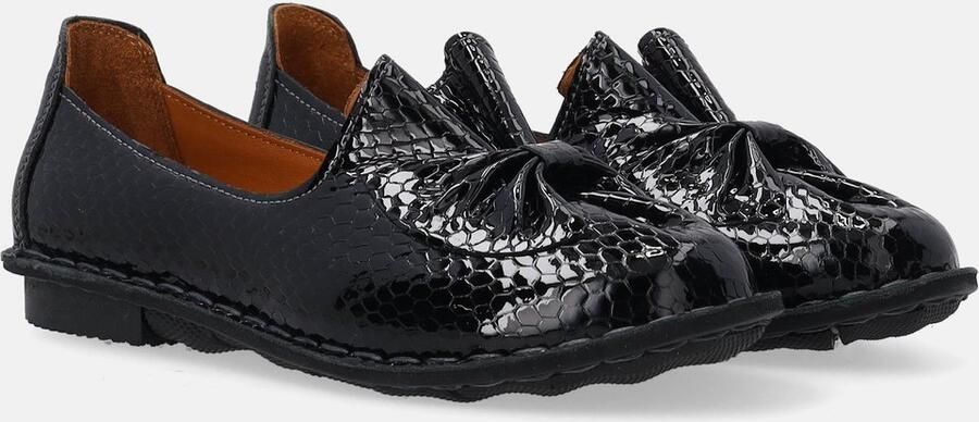 Venezia Zwarte Lakleren Damesmocassins Met Strik