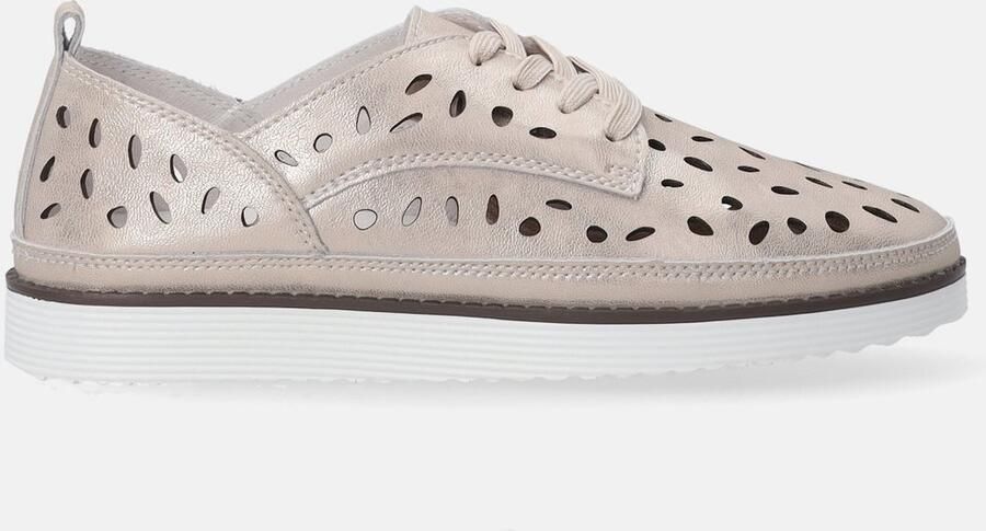 Venezia Leren Lage Sneakers Goudkleurig Geperforeerd Bovenwerk