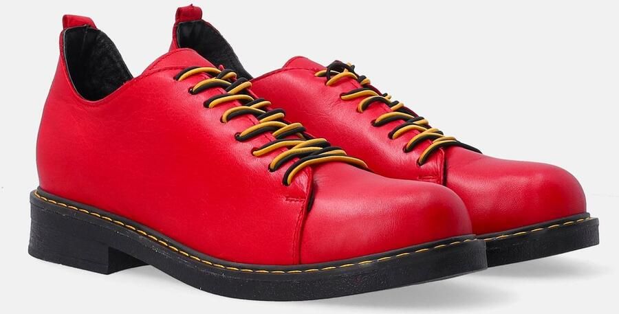 Venezia Rode leren veterschoenen Kleurrijke veters