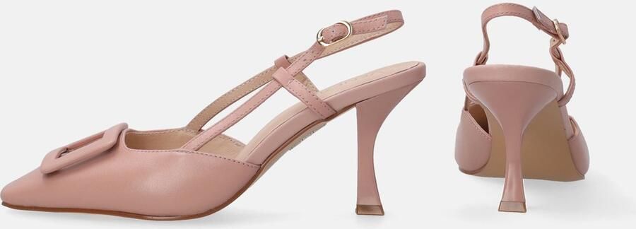Venezia Roze leren pumps Geometrische versiering