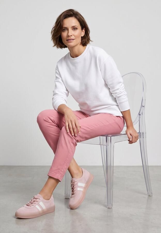 Venezia Dames Sneakers Roze Suède Witte Accenten