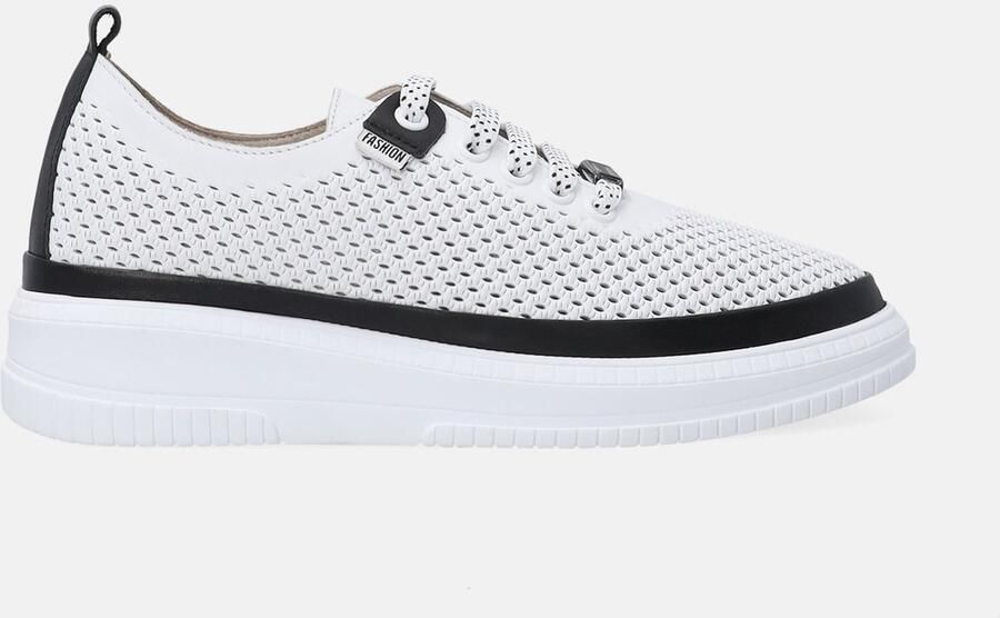Venezia Witte dames sportschoenen Lage sneakers Leren bovenwerk Hakhoogte
