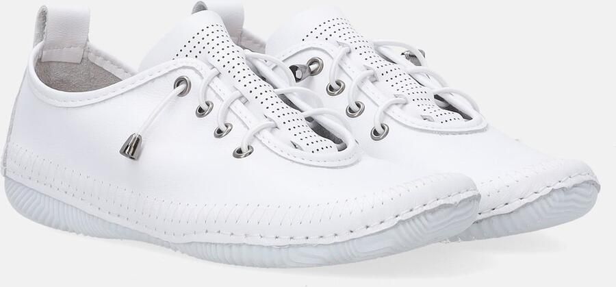 Venezia Witte leren dames instappers Elastische veters