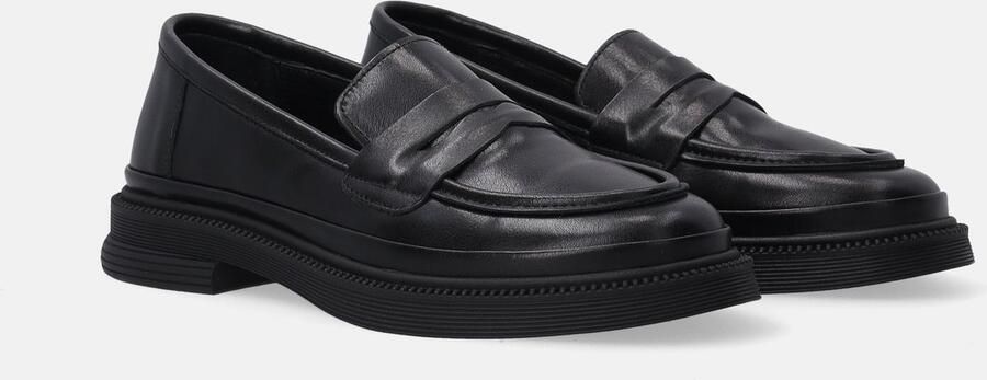 Venezia Zwarte damesmocassins Mocassins Robuuste zool Leren bovenwerk