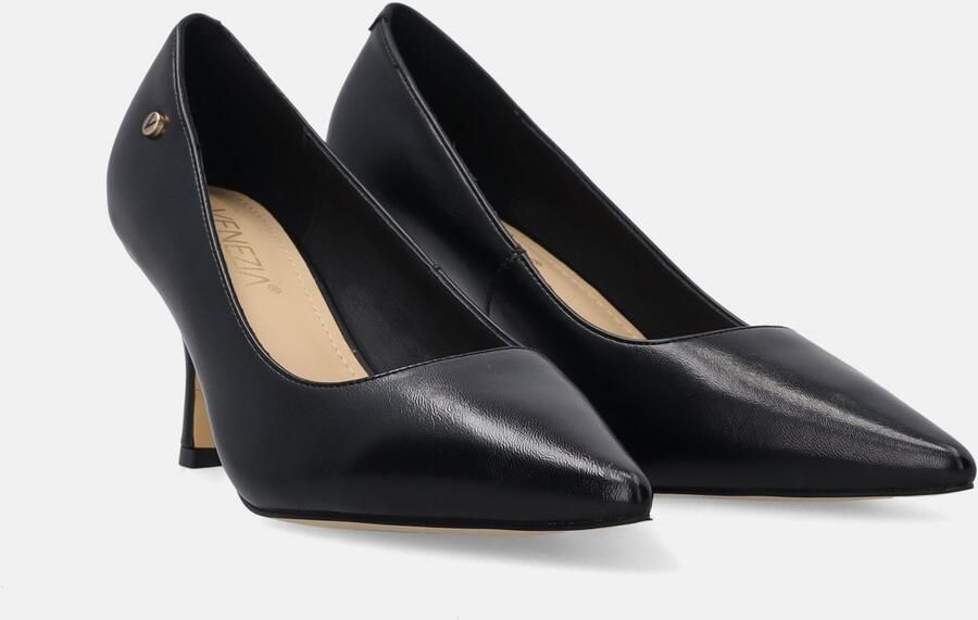 Venezia Zwarte leren pumps Puntige neus Hakhoogte