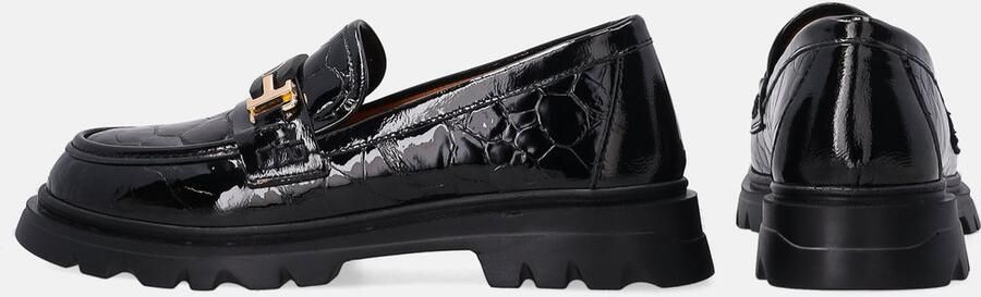 Venezia Zwarte lakleren mocassins met reliëf