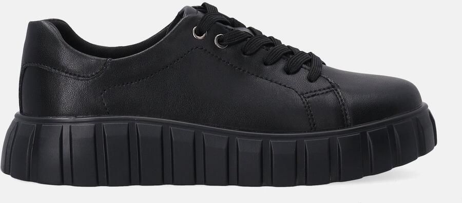Venezia Zwarte leren sneakers Dikke zool