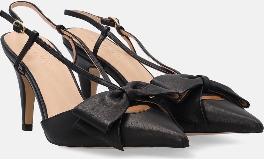 Venezia Zwarte sandalen met naaldhak Leren strik