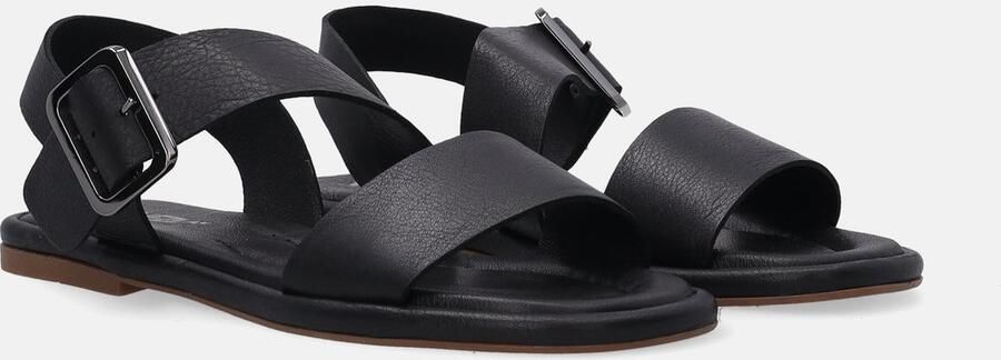 Venezia Zwarte leren sandalen Met gesp