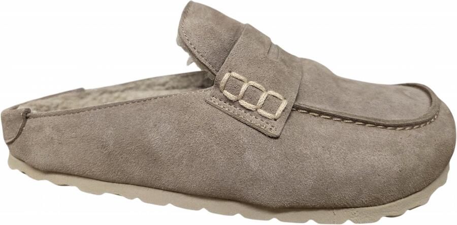 Verbenas Movy Coccon Piedra Pantoffel Open Sloffen Beige Suede Dames Beige