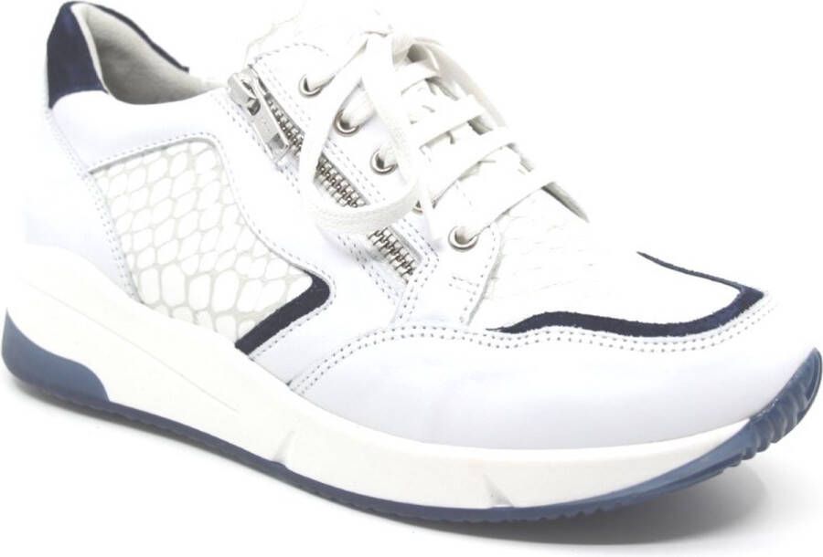 Verhulst 1333 Witte sneaker met blauwe accenten(42 Kleur Wit )