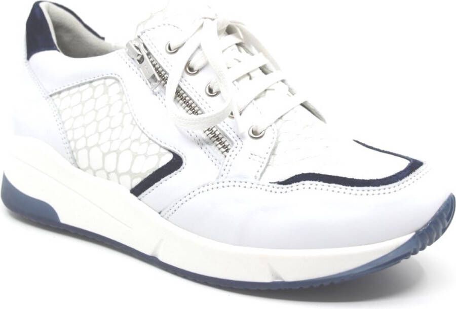 Verhulst 1333 Witte sneaker met blauwe accenten(42 Kleur Wit )