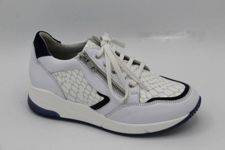 Verhulst 1333 Witte sneaker met blauwe accenten(42 Kleur Wit )