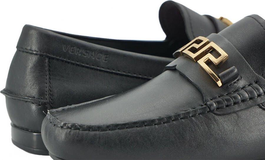 Versace Zwarte kalfsleren loafers schoenen Black Heren