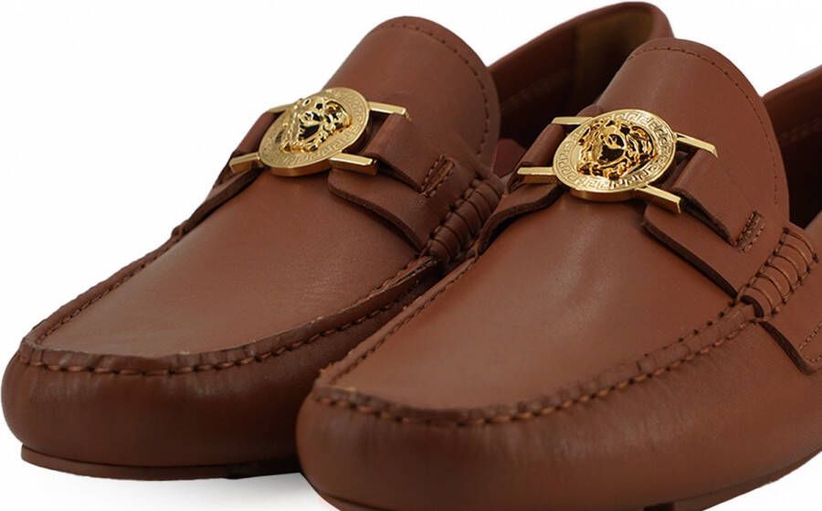 Versace Authentieke Loafers Van Kalfsleer Met Gouden Medusa-Detail
