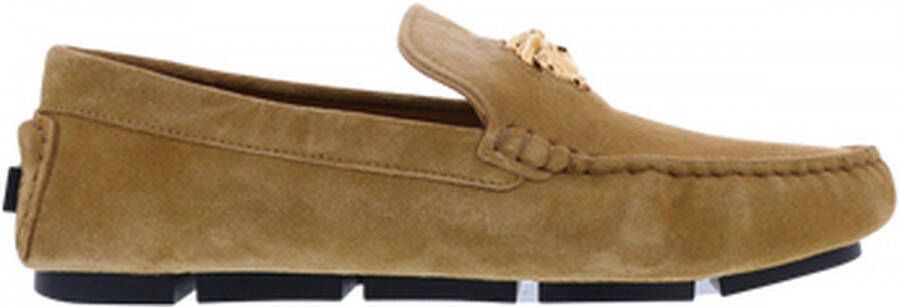 Versace Beige Suède Loafers met Metalen Medusa Detail Beige Heren