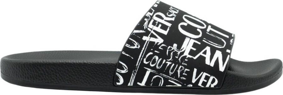 Versace Jeans Couture Zwarte rubberen sliders voor heren Black Heren
