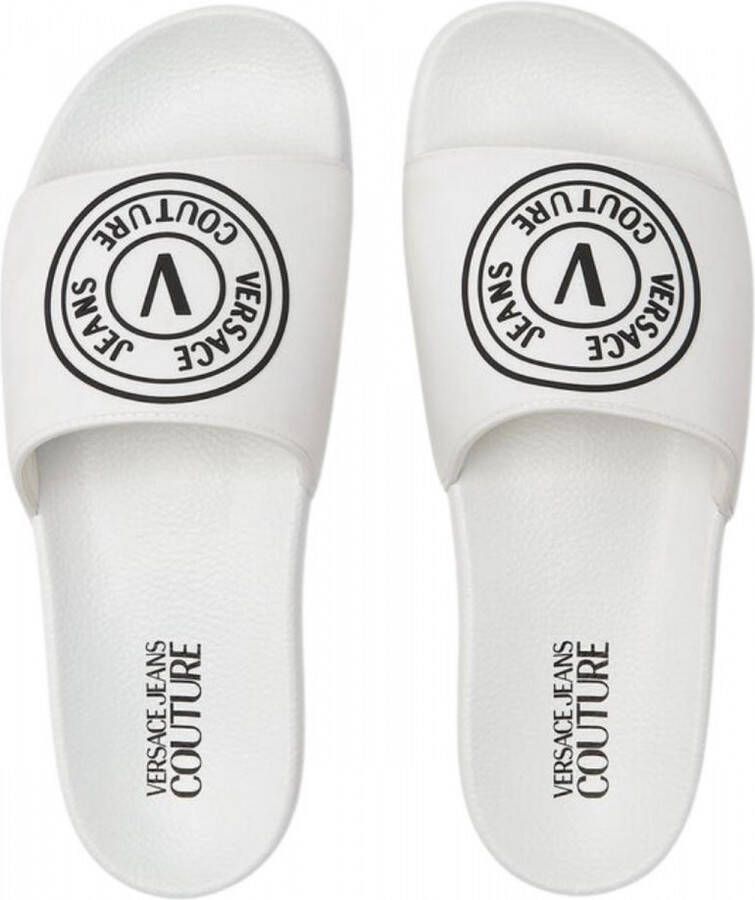 Versace Jeans Couture V-Embleem Sliders voor Heren White Heren