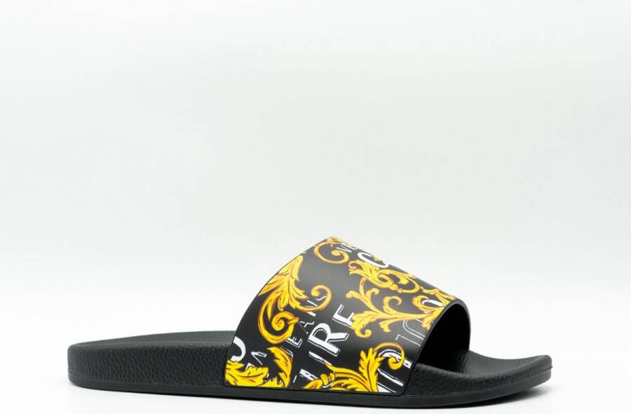 Versace Jeans Couture Logo Couture Sliders Black Gold