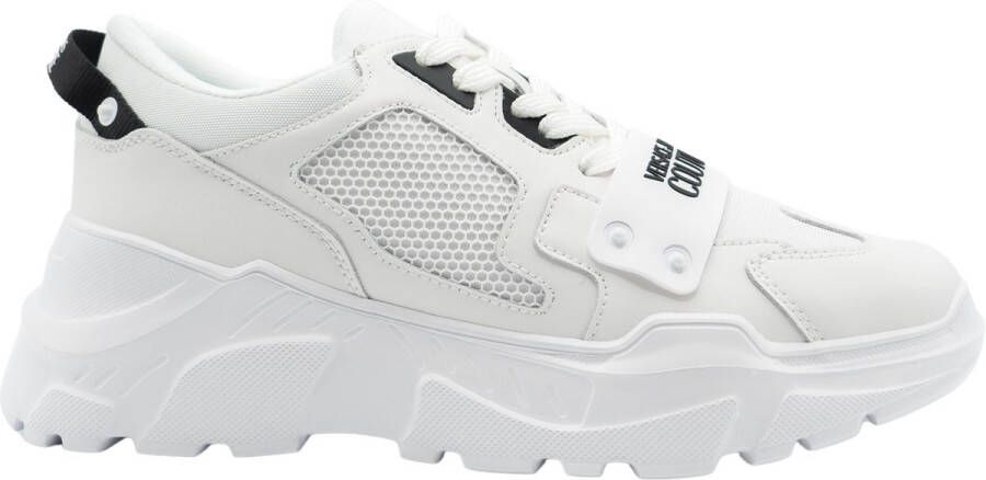 Versace Jeans Couture Witte Sneakers met Gladde Korrel Inzetstukken en Logo Print White Heren