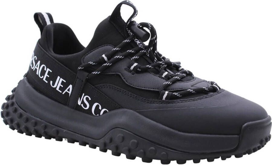 Versace Jeans Couture Zwarte Sneakers met Logo Print en Chunky Rubberen Zool Black Heren