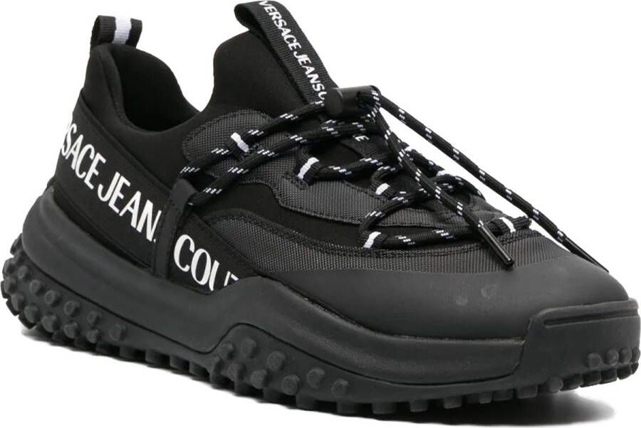 Versace Jeans Couture Zwarte Sneakers met Leren Print en Logo Black Heren