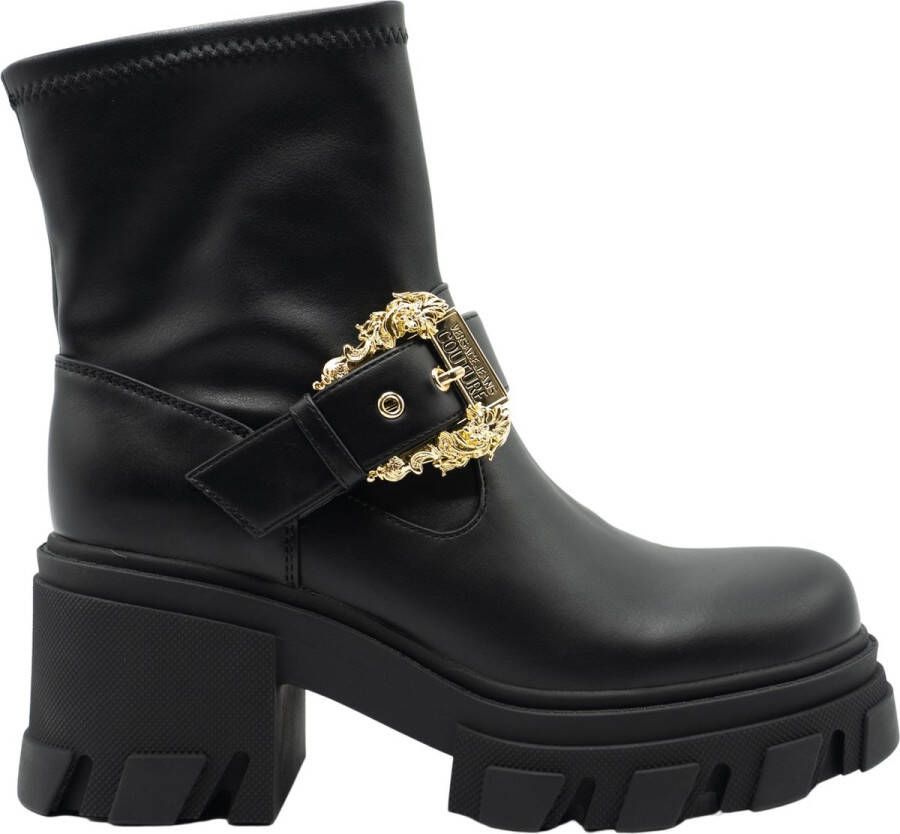 Versace Jeans Couture Slip-On Enkellaarzen met Versace Gesp Black Dames