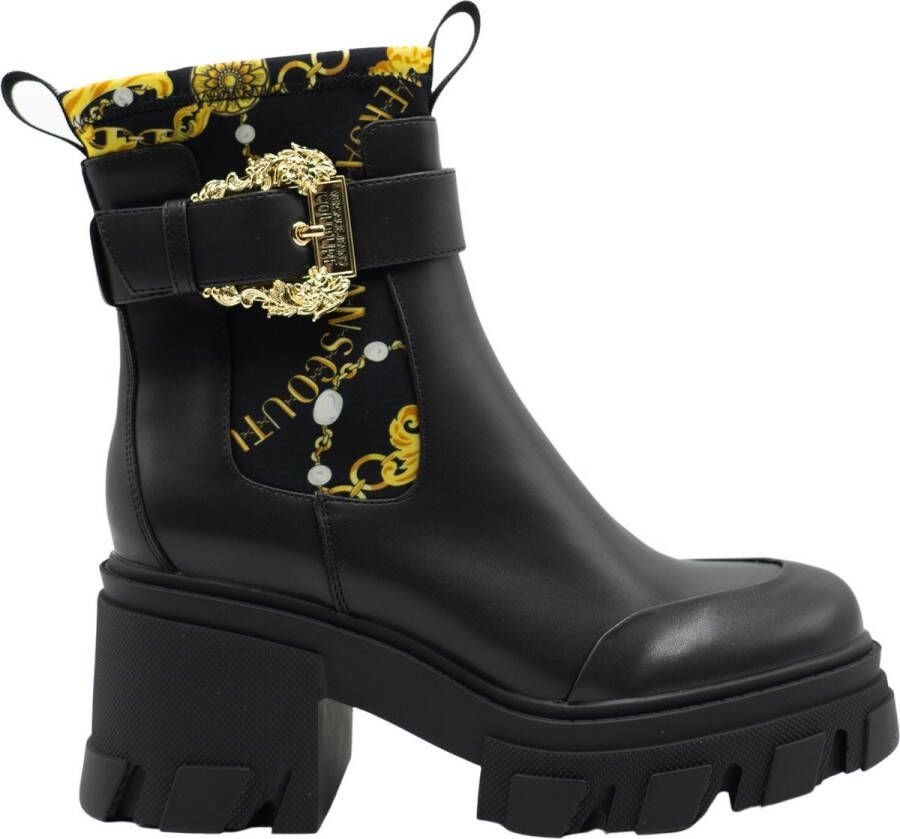 Versace Jeans Couture Stijlvolle Chain Couture Enkellaarzen Black Dames