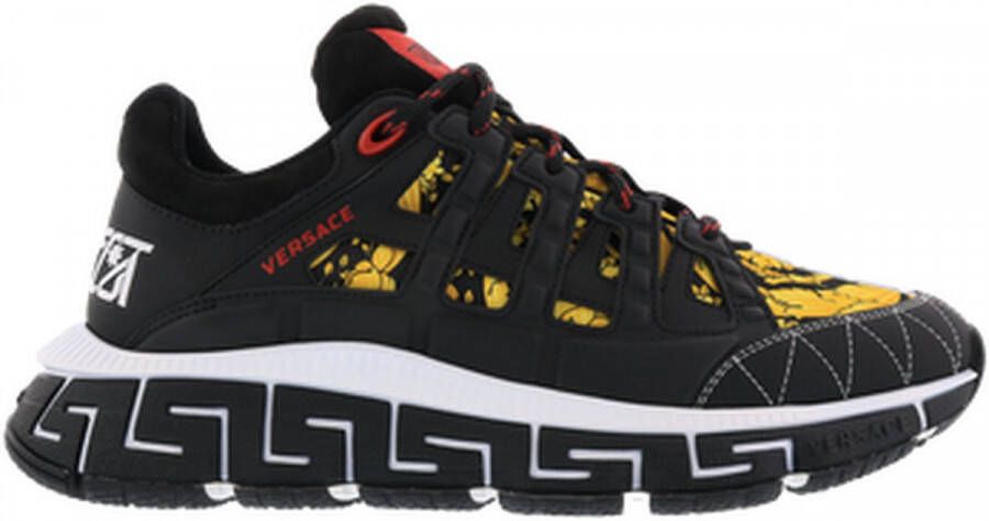 Versace Trigreca sneakers met barokprint heren polyamide Kurk polyurethaan rubber 39.5 Zwart - Foto 1