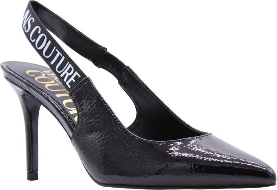 Versace Jeans Couture Zwarte Hoge Hak Sandalen Decollete Stijl Black Dames