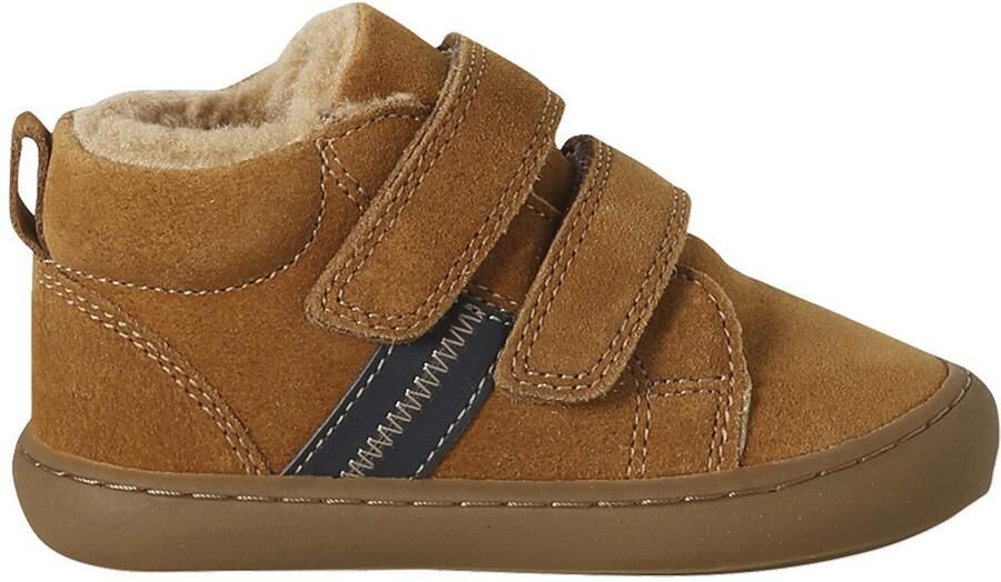 VERTBAUDET Baskets Mid gevoerd met klittenband leer baby kameel